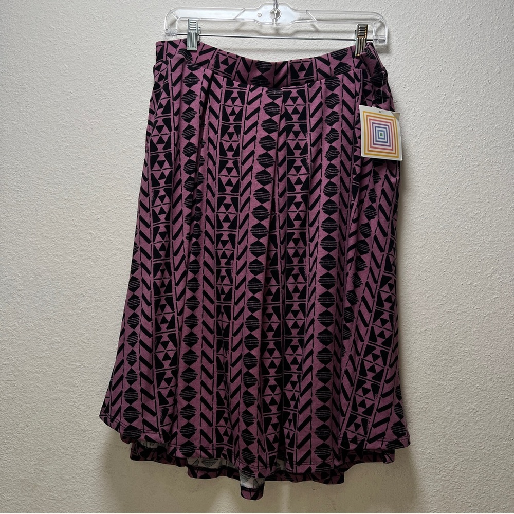 LuLaRoe Purple and Black A-Line Midi Skirt Madison 2XL